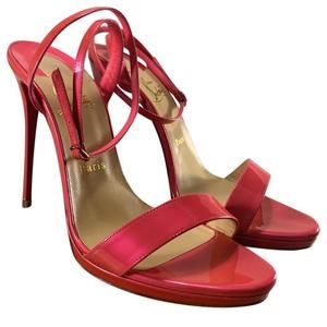 Loubi Queen Pink Coral Florida Neon Metal 120mm Sandals Heels D566